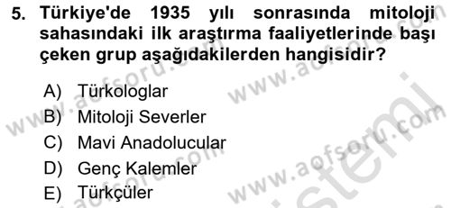 Türk Mitolojisi Dersi 2022 - 2023 Yılı (Vize) Ara Sınavı 5. Soru