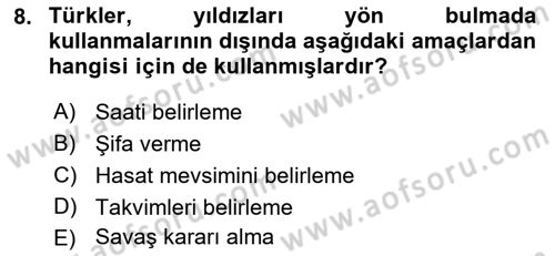 Türk Mitolojisi Dersi 2022 - 2023 Yılı (Vize) Ara Sınavı 8. Soru