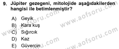 Türk Mitolojisi Dersi 2022 - 2023 Yılı (Vize) Ara Sınavı 9. Soru