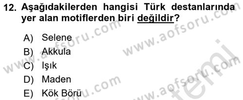 Türk Mitolojisi Dersi 2022 - 2023 Yılı (Final) Dönem Sonu Sınav Soruları 12. Soru