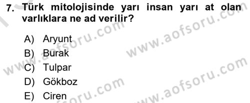 Türk Mitolojisi Dersi 2022 - 2023 Yılı (Final) Dönem Sonu Sınav Soruları 7. Soru