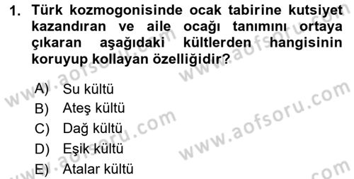 Türk Mitolojisi Dersi Ara Sınavı Deneme Sınav Soruları 1. Soru
