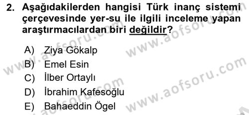 Türk Mitolojisi Dersi Ara Sınavı Deneme Sınav Soruları 2. Soru