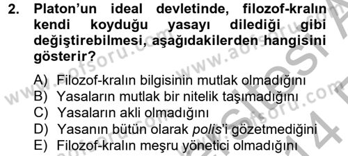 Siyasi Düşünceler Tarihi Dersi 2013 - 2014 Yılı (Vize) Ara Sınav Soruları 2. Soru