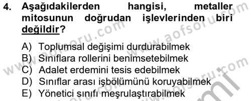 Siyasi Düşünceler Tarihi Dersi 2013 - 2014 Yılı (Vize) Ara Sınav Soruları 4. Soru