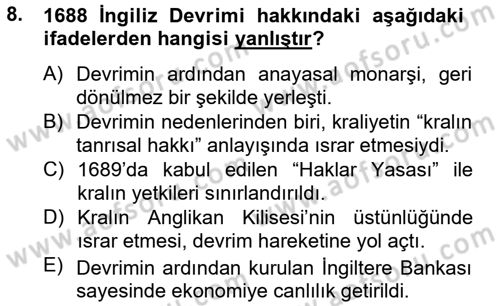 Siyasi Düşünceler Tarihi Dersi 2013 - 2014 Yılı (Final) Dönem Sonu Sınav Soruları 8. Soru