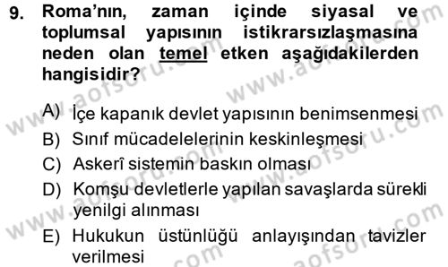 Siyasi Düşünceler Tarihi Dersi 2014 - 2015 Yılı (Vize) Ara Sınav Soruları 9. Soru