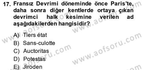 Siyasi Düşünceler Tarihi Dersi 2014 - 2015 Yılı (Final) Dönem Sonu Sınav Soruları 17. Soru