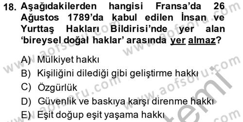 Siyasi Düşünceler Tarihi Dersi 2014 - 2015 Yılı (Final) Dönem Sonu Sınav Soruları 18. Soru