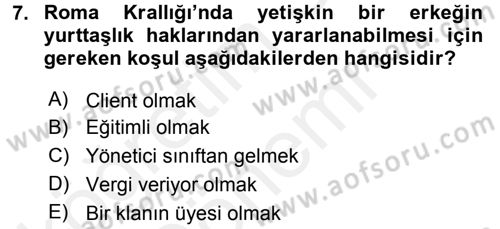 Siyasi Düşünceler Tarihi Dersi 2015 - 2016 Yılı (Vize) Ara Sınav Soruları 7. Soru