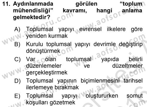 Siyasi Düşünceler Tarihi Dersi 2015 - 2016 Yılı (Final) Dönem Sonu Sınav Soruları 11. Soru