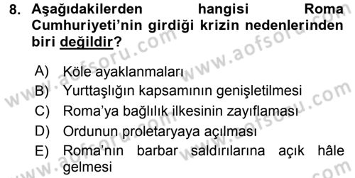 Siyasi Düşünceler Tarihi Dersi 2016 - 2017 Yılı (Vize) Ara Sınav Soruları 8. Soru
