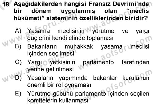 Siyasi Düşünceler Tarihi Dersi 2016 - 2017 Yılı (Final) Dönem Sonu Sınav Soruları 18. Soru