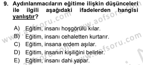 Siyasi Düşünceler Tarihi Dersi 2016 - 2017 Yılı (Final) Dönem Sonu Sınav Soruları 9. Soru