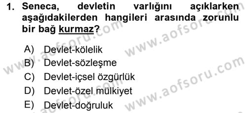 Siyasi Düşünceler Tarihi Dersi 2018 - 2019 Yılı 3 Ders Sınav Soruları 1. Soru