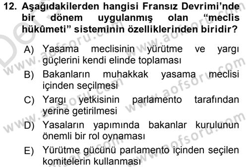 Siyasi Düşünceler Tarihi Dersi 2018 - 2019 Yılı 3 Ders Sınav Soruları 12. Soru