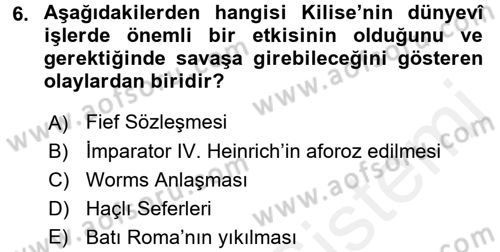 Siyasi Düşünceler Tarihi Dersi 2018 - 2019 Yılı (Vize) Ara Sınavı 6. Soru