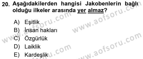 Siyasi Düşünceler Tarihi Dersi 2018 - 2019 Yılı (Final) Dönem Sonu Sınav Soruları 20. Soru