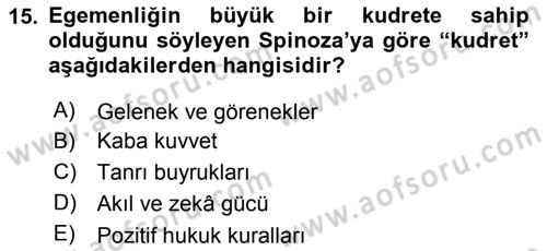 Siyasi Düşünceler Tarihi Dersi 2018 - 2019 Yılı Yaz Okulu Sınav Soruları 15. Soru