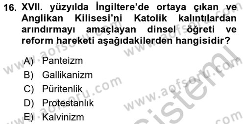 Siyasi Düşünceler Tarihi Dersi 2018 - 2019 Yılı Yaz Okulu Sınav Soruları 16. Soru