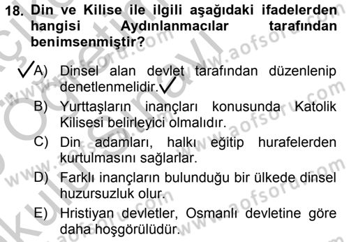 Siyasi Düşünceler Tarihi Dersi 2018 - 2019 Yılı Yaz Okulu Sınav Soruları 18. Soru