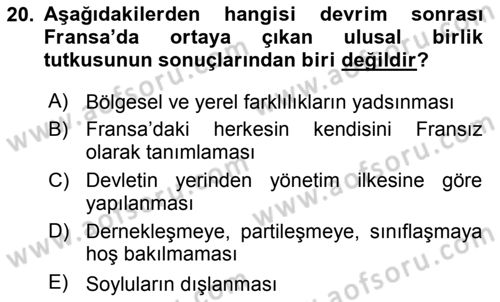 Siyasi Düşünceler Tarihi Dersi 2018 - 2019 Yılı Yaz Okulu Sınav Soruları 20. Soru