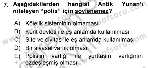 Siyasi Düşünceler Tarihi Dersi 2018 - 2019 Yılı Yaz Okulu Sınav Soruları 7. Soru