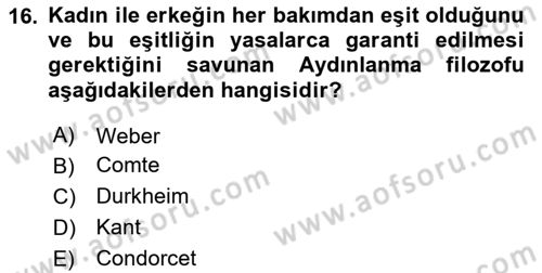 Siyasi Düşünceler Tarihi Dersi 2020 - 2021 Yılı Yaz Okulu Sınavı 16. Soru