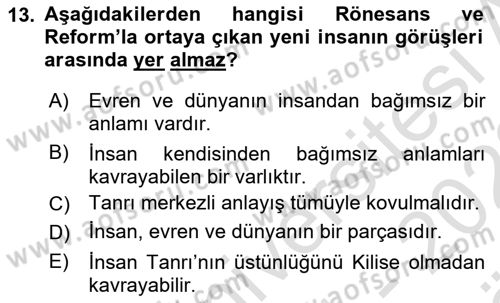 Siyasi Düşünceler Tarihi Dersi 2021 - 2022 Yılı (Vize) Ara Sınavı 13. Soru