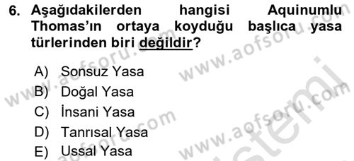Siyasi Düşünceler Tarihi Dersi 2021 - 2022 Yılı (Vize) Ara Sınav Soruları 6. Soru