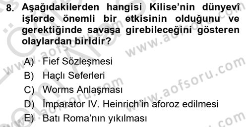 Siyasi Düşünceler Tarihi Dersi 2021 - 2022 Yılı (Vize) Ara Sınav Soruları 8. Soru