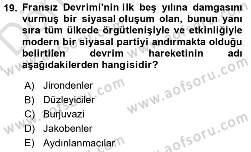 Siyasi Düşünceler Tarihi Dersi 2021 - 2022 Yılı (Final) Dönem Sonu Sınavı 19. Soru