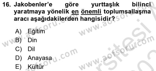 Siyasi Düşünceler Tarihi Dersi 2022 - 2023 Yılı Yaz Okulu Sınav Soruları 16. Soru