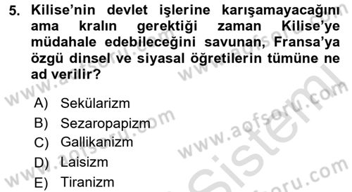 Siyasi Düşünceler Tarihi Dersi 2022 - 2023 Yılı Yaz Okulu Sınav Soruları 5. Soru
