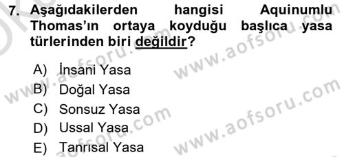 Siyasi Düşünceler Tarihi Dersi 2022 - 2023 Yılı Yaz Okulu Sınav Soruları 7. Soru