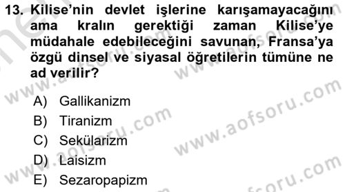 Siyasi Düşünceler Tarihi Dersi 2023 - 2024 Yılı (Vize) Ara Sınav Soruları 13. Soru
