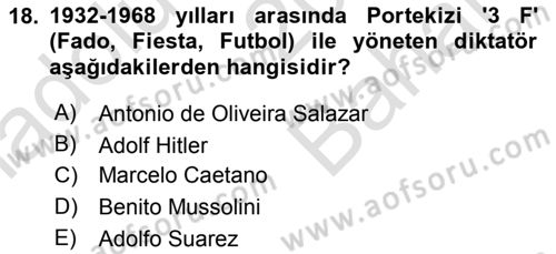 Siyasi Düşünceler Tarihi Dersi 2023 - 2024 Yılı (Vize) Ara Sınav Soruları 18. Soru