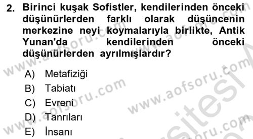 Siyasi Düşünceler Tarihi Dersi 2023 - 2024 Yılı (Vize) Ara Sınav Soruları 2. Soru
