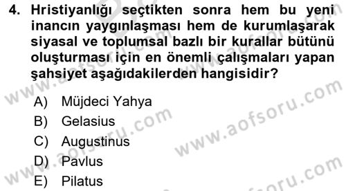 Siyasi Düşünceler Tarihi Dersi 2023 - 2024 Yılı (Final) Dönem Sonu Sınav Soruları 4. Soru