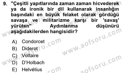 Siyasi Düşünceler Tarihi Dersi 2023 - 2024 Yılı (Final) Dönem Sonu Sınav Soruları 9. Soru