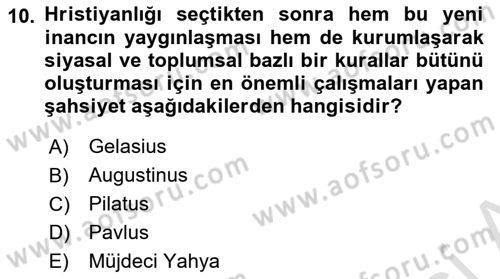 Siyasi Düşünceler Tarihi Dersi 2024 - 2025 Yılı (Vize) Ara Sınav Soruları 10. Soru