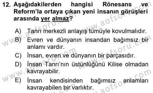 Siyasi Düşünceler Tarihi Dersi 2024 - 2025 Yılı (Vize) Ara Sınav Soruları 12. Soru