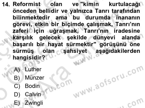 Siyasi Düşünceler Tarihi Dersi 2024 - 2025 Yılı (Vize) Ara Sınav Soruları 14. Soru