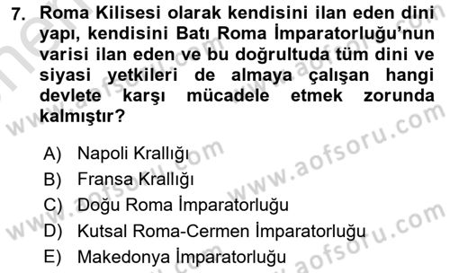 Siyasi Düşünceler Tarihi Dersi 2024 - 2025 Yılı (Vize) Ara Sınav Soruları 7. Soru
