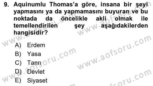 Siyasi Düşünceler Tarihi Dersi 2024 - 2025 Yılı (Vize) Ara Sınav Soruları 9. Soru