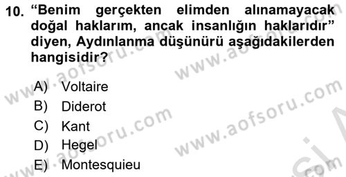 Siyasi Düşünceler Tarihi Dersi 2024 - 2025 Yılı (Final) Dönem Sonu Sınav Soruları 10. Soru