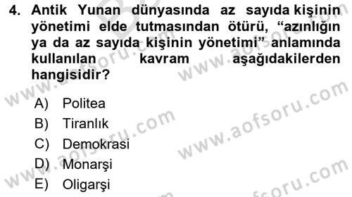 Siyasi Düşünceler Tarihi Dersi 2024 - 2025 Yılı (Final) Dönem Sonu Sınav Soruları 4. Soru
