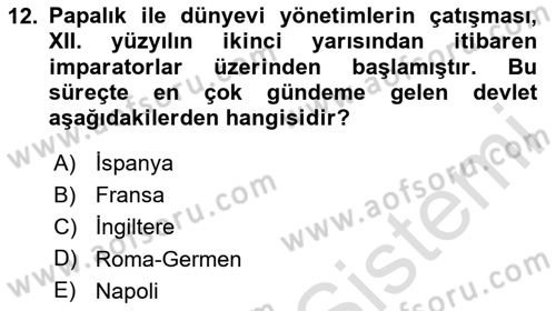 Siyasi Düşünceler Tarihi Dersi 2025 - 2026 Yılı (Vize) Ara Sınav Soruları 12. Soru