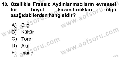 Siyasi Düşünceler Tarihi Dersi 2025 - 2026 Yılı (Final) Dönem Sonu Sınav Soruları 10. Soru
