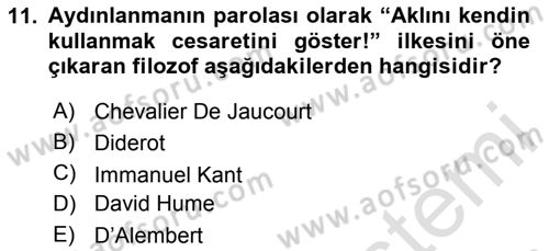 Siyasi Düşünceler Tarihi Dersi 2025 - 2026 Yılı (Final) Dönem Sonu Sınav Soruları 11. Soru